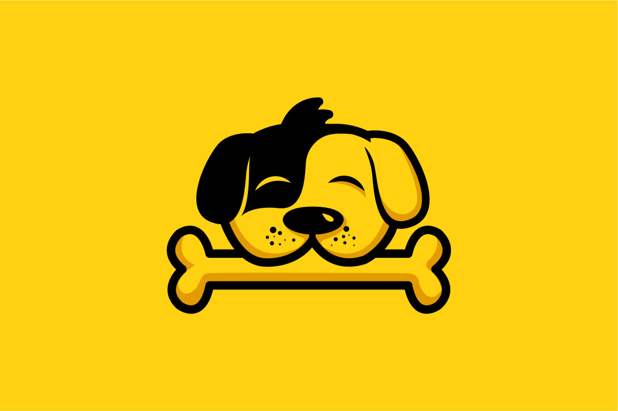 Picture of a dog with rounded ears biting a bone